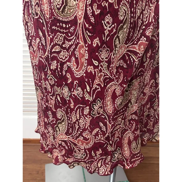 Venezia Silk Midi Dress Paisley Red Twist Front Plus Size 18/20 Lined - Picture 3 of 9